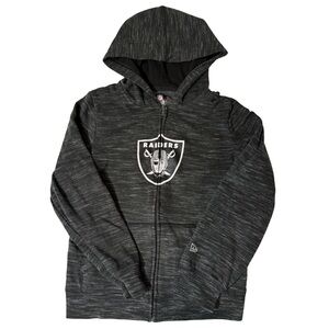 NFL Raiders Youth Zip-Up Hoodie, New Era Team Apparel, Size L (10/12) Las Vegas